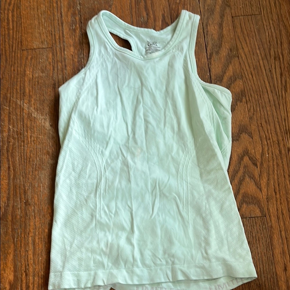 Athleta Green Ribbed Cut Out Tank Top